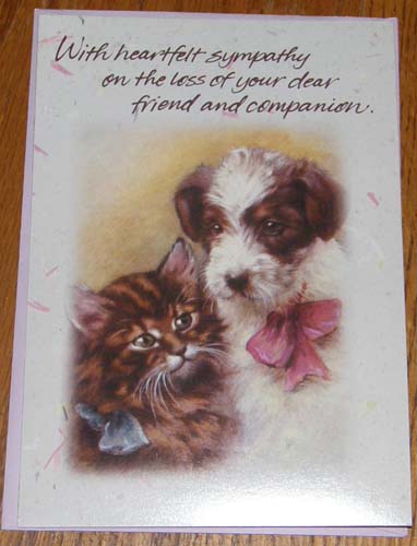 Pet Sympathy Card Leanin' Tree Loss Of Pet Cat Dog Greeting Card Reproduction Antique Lithograph Thomas Cathey