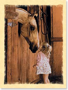 Loving Thoughts Card Leanin' Tree Horse & Little Girl Greeting Card Little Visitor Lesley Harrison