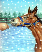 Horse Christmas Card Note Card For Framing Leading Foal In Snow Horse Blank Greeting Card Come In The Barn Janet Griffin Scott
