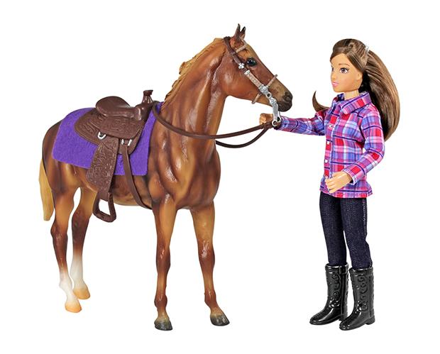 Breyer #61116 Western Horse & Rider Set Chestnut Duchess Western Rider Doll Saddle Bridle