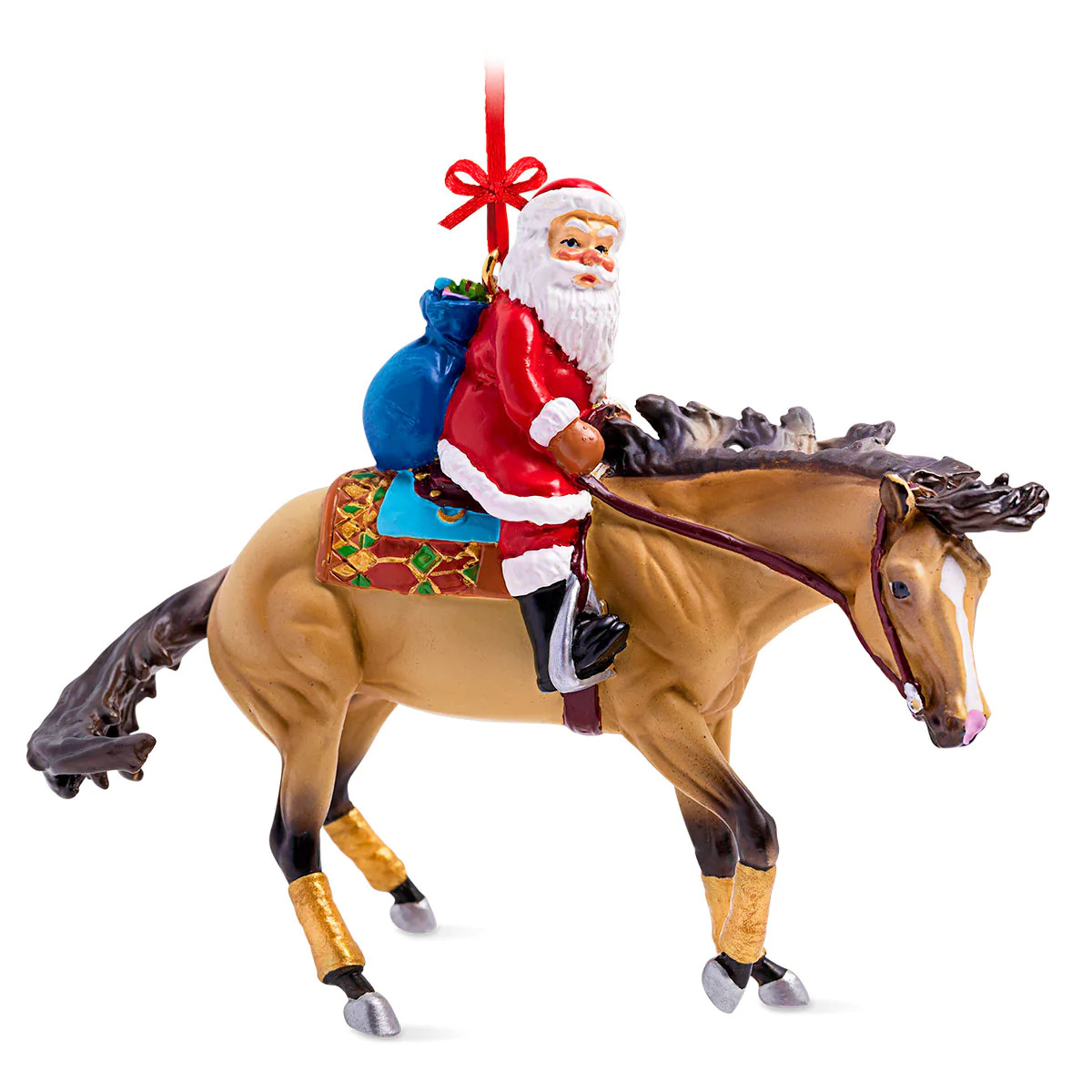 #700687 Western Santa Reining Christmas Ornament Santa Riding Buckskin QH Reining Horse Holiday Horse Ornament 2022