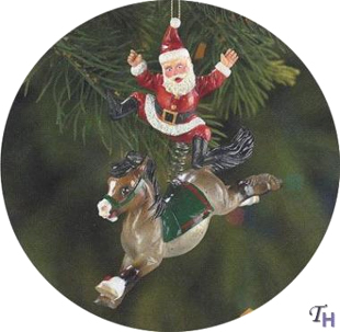 Breyer #700704 Santa's Wild Ride Christmas Ornament Santa Bucking Grullo Roan Dun Pony Holiday Horse Ornament 2004