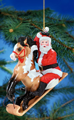 Breyer #700706 Jasper's Downhill Adventure Christmas Ornament Santa Sled Buckskin Paint Pinto Pony Holiday Horse Ornament 2006