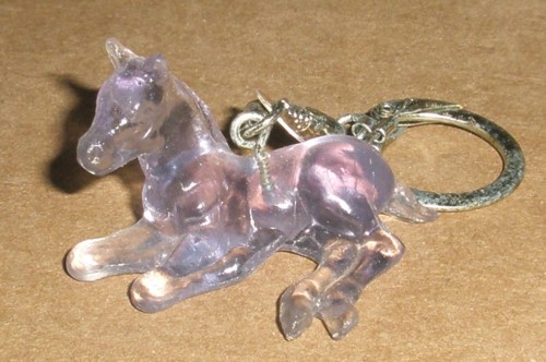Breyer Stablemate Thoroughbred Lying Foal Keychain SR Breyerfest SM Lavender Purple Lying TB Foal Key Chain