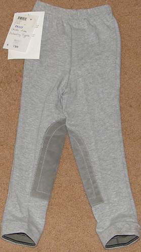 Millers Pull On Schooling Tights Knee Patch English Breeches Riding Pants Toddler Childs XS Grey