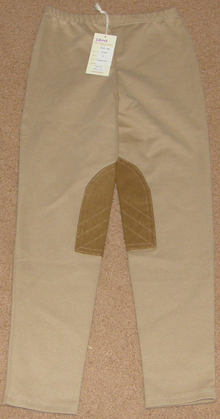 E-Land American Vintage Riding Pants Pull On Schooling Tights Knee Patch English Breeches Childs 8-12 Desert Tan
