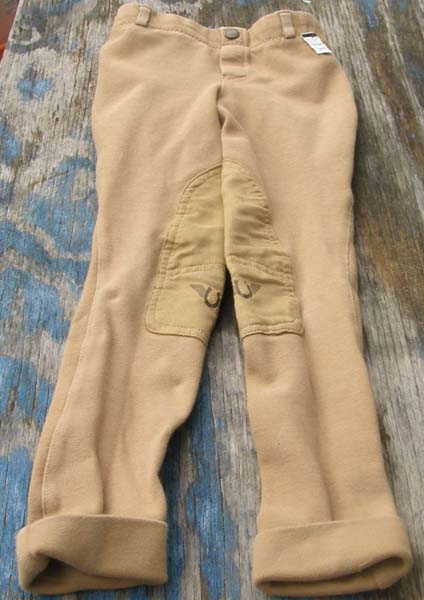 TuffRider Cotton Pull On Jods Jodhpur Breeches Knee Patch English Breeches Riding Pants Childs 8 Tall Sand
