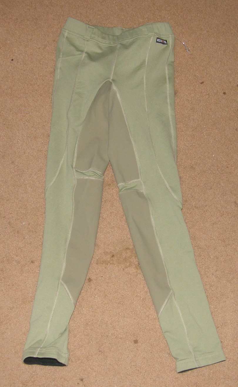 Kerrit's Flex II Full Seat Riding Tights Pull On English Breeches Schooling Tights Kids/Youth XL Tan 23" waist