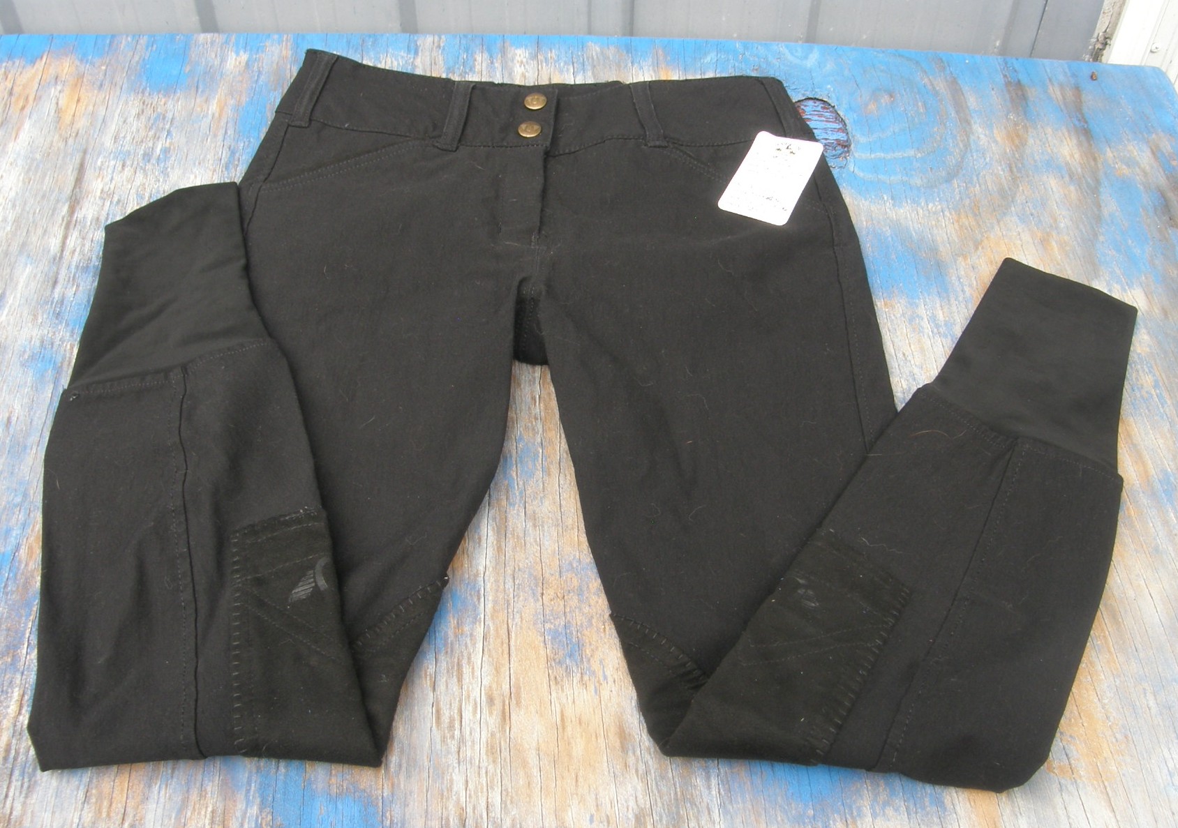 TuffRider Low Rise Modal Knee Patch Breeches Riding Pants English Breeches Ladies 26 Black