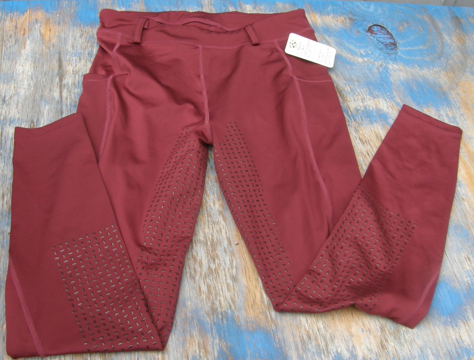 Beroy Full Seat Pull On Riding Tights English Breeches English Riding Pants Youth Junior XL 26" waist Burgundy Brown