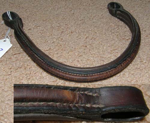 Round Raised Browband English Bridle Browband Padded Leather English Browband Dark Brown Replacement Bridle Part