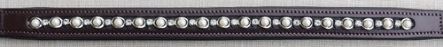 Pearl & Crystal Brown Lined Padded Leather Browband English Bridle Dressage Bridle Browband Replacement Bridle Part Bling Browband Horse 15 1/2"