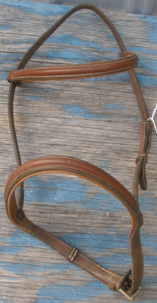 Brown Lined Padded Leather Round Raised English Caveson & Browband Cob