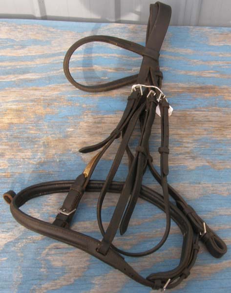 Padded Round Raised Snaffle Bridle Headstall Flash Noseband Buckle Ends English Headstall Bridle Black Horse