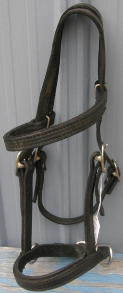Leather Bitless Bridle Headstall English Western Trail Bridle Sidepull Bridle Black Pony/Cob