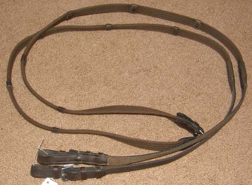 5/8” Leather 3/4" Cotton Web Reins Event Reins English Reins with Handholds Brown 52"