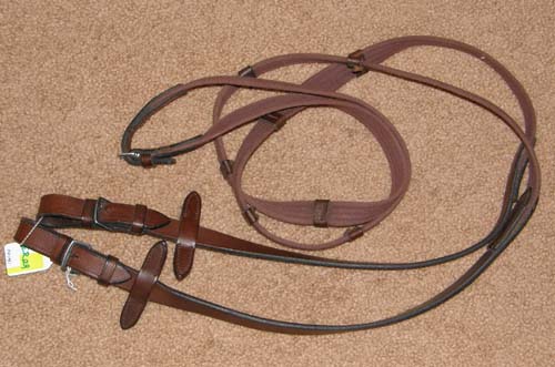 3/4” Leather Cotton Web Reins Event Reins English Reins with Martingale Stops 54" Brown