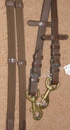 3/4” Leather Cotton Web Reins Event Reins English Reins with Martingale Stops 56" Brown