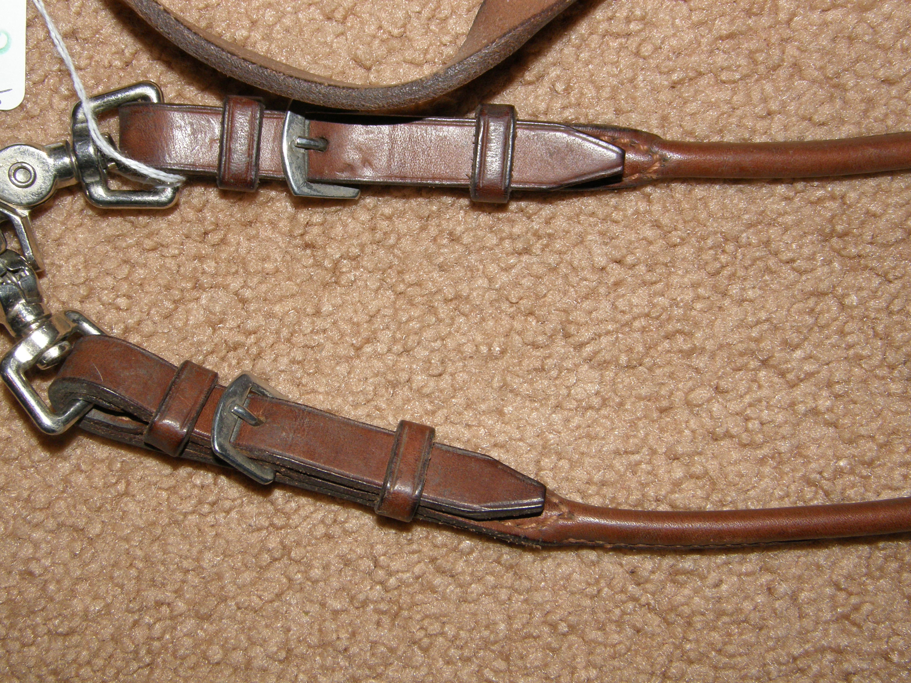 Tory Rolled Leather English Reins with Buckle Ends & Snaps Oakbark 5/8" x 10 1/2"