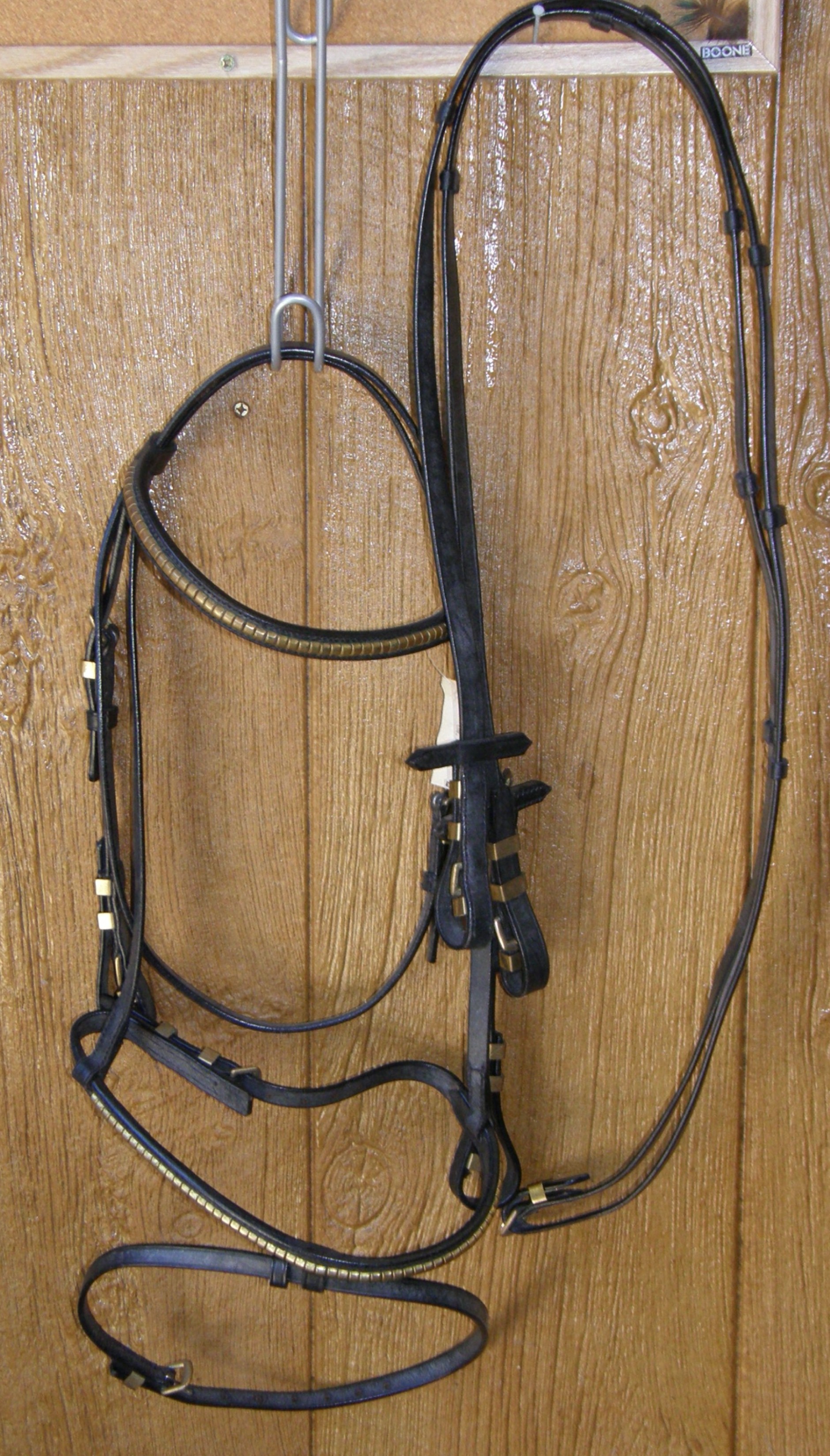 Horse Brown Black Leather English Bridle Reins Girth Saddle Irons Pad Package 