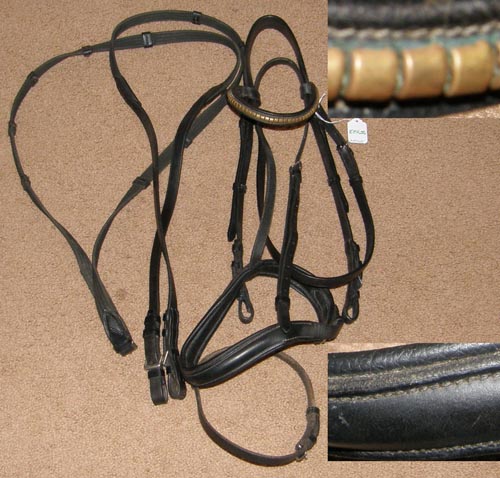 Brass Clincher Bridle English Snaffle Bridle Padded Flash Noseband Dressage Bridle English Bridle Web Reins Black Horse