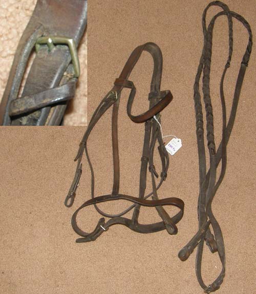 Vintage Flat English Bridle Snaffle Bridle English Headstall Laced Reins Dark Brown Horse Decoration