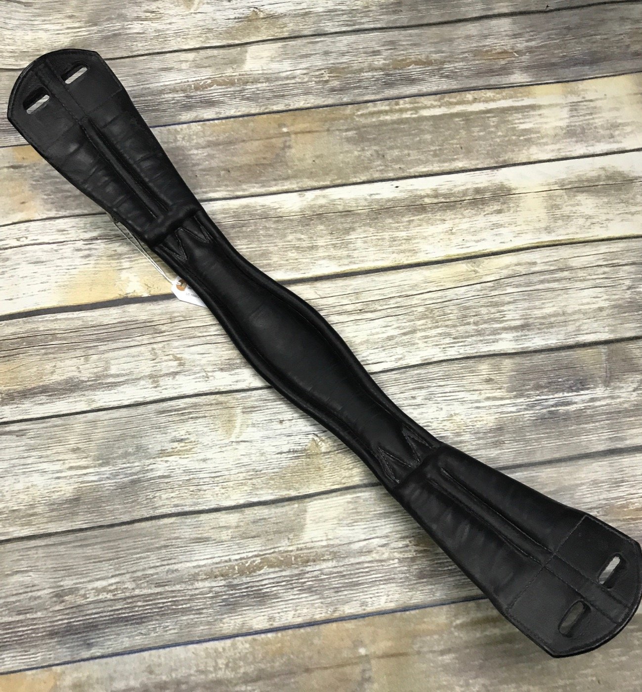 Otto Schumacher 26" Leather Dressage Girth Double Elastic Ends Shaped Padded Leather English Girth Black