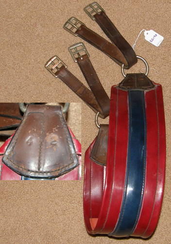 43" Humane Patent Leather Show Gith Equalizer Saddleseat English Girth Burgundy/Blue