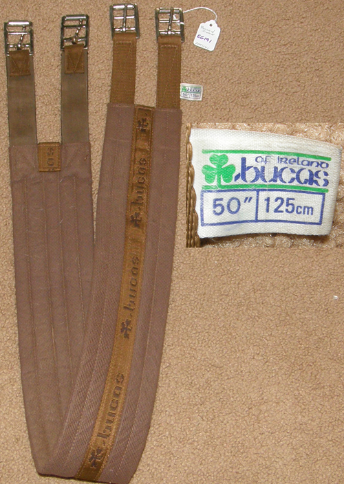 Bucas 50” Elastic End Padded Synthetic Web Girth Brown Easy Care Synthetic English Girth