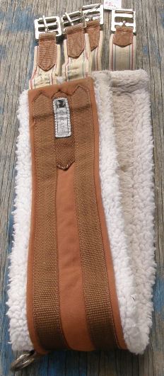 Kincade 46" Equalizing Fleece Girth Fleece Lined Synthetic English Girth Dual Elastic Ends Brown