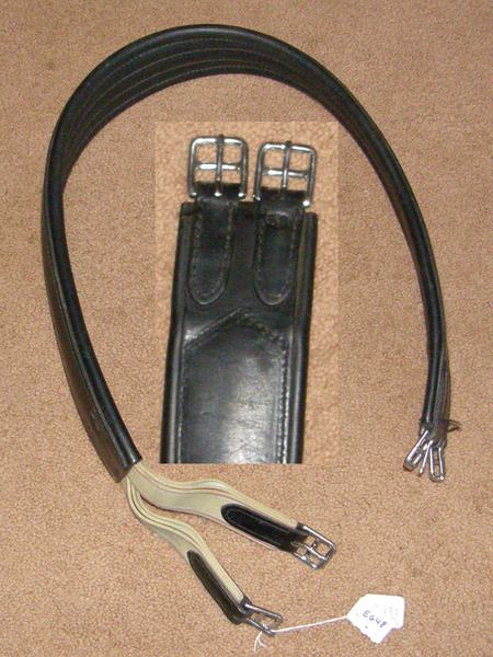 Courbette 50" Shaped Overlay Leather English Girth Elastic Ends Black