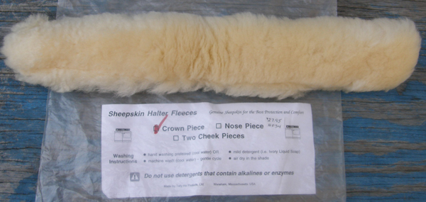 Tally Ho Sheepskin Fleece Halter Crown Piece Cover Real Fleece Halter Tube Natural