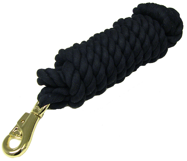 Cotton Lead Rope with Brass Plated Bull Snap 3/4" x 10' Black
