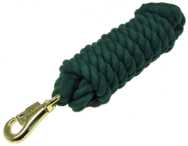 Cotton Lead Rope with Brass Plated Bull Snap 3/4" x 10' Hunter Green