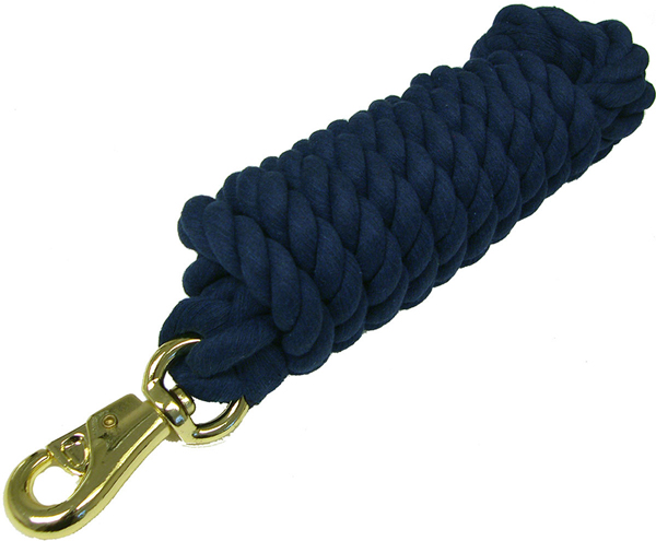 Cotton Lead Rope with Brass Plated Bull Snap 3/4" x 10' Navy