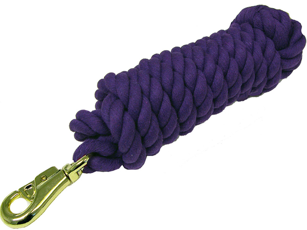 Cotton Lead Rope with Brass Plated Bull Snap 3/4" x 10'l Purple