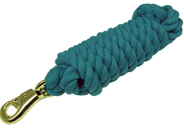 Cotton Lead Rope with Brass Plated Bull Snap 3/4" x 10'  Teal