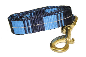 Navy Blue Plaid Nylon Lead with Brass Snap 1" Nylon Dog Leash Navy/Blue Plaid