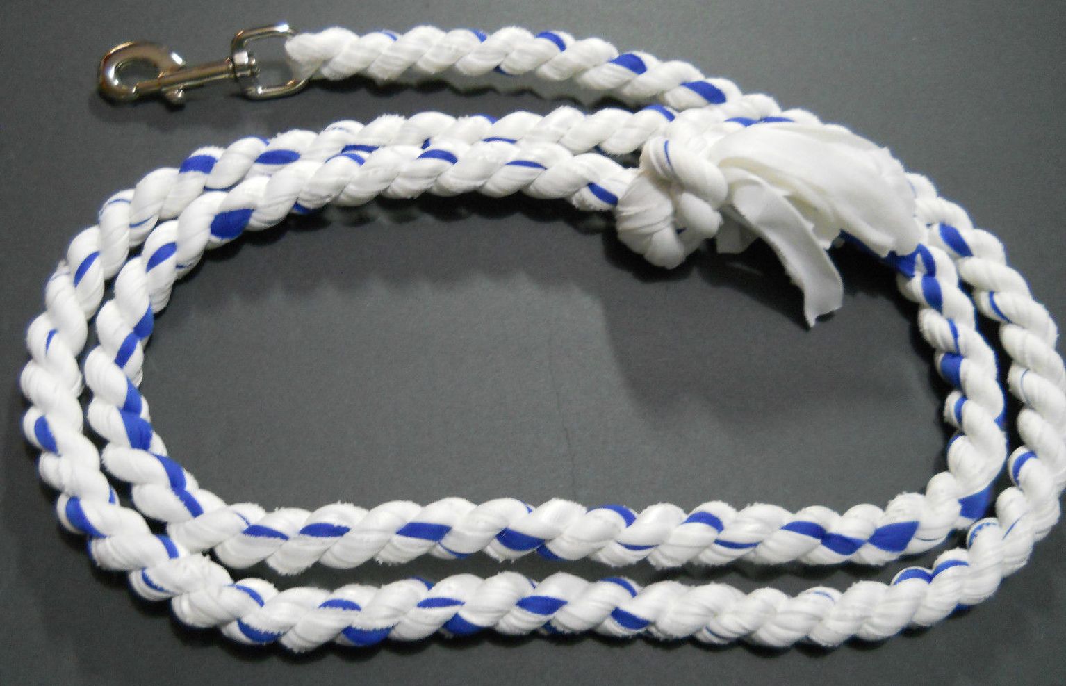 3/4" Twisted Poly Cotton Rag Lead Rope with Snap Dog Leash Pony Lead White Blu
