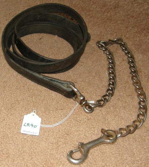 Leather Lead with Chain Sturdy Lead Chain Black/Dark Brown