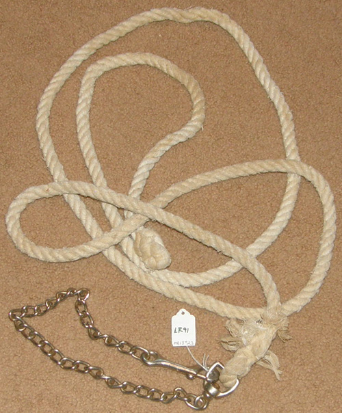 Cotton Lead Rope with Chain Rope Lead with Chain Stud Chain White 5/8" x 12'