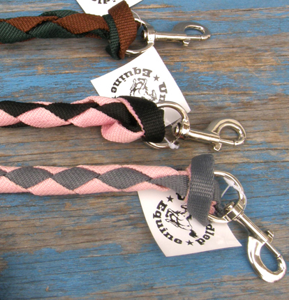 Two Color Braided Web Lead Rope with Snap Pink/Black Pink/Grey Brown/Green