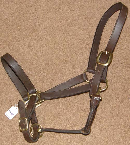 Adjustable Leather Halter Horse Track Halter with Snap Throat
