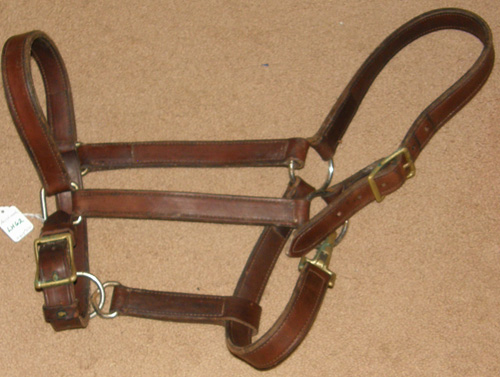 Amish Made Draft Horse Adjustable Leather Halter Horse Draft Halter with Throat Snap
