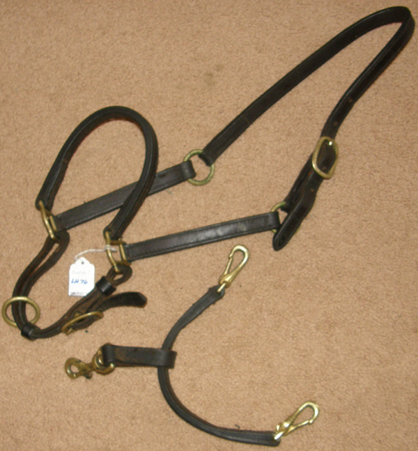 Ovation? 4 Way Stable Grooming Halter Adjustable Leather Halter with Snap Throat Convertible Grooming Halter
