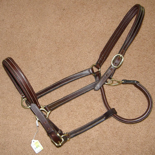 Treadstone Padded Leather Halter Adjustable Halter with Throat Snap O/S Warmblood XL Horse