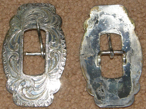 Vintage Mexico German Silver Halter Buckles Engraved Silver Bridle Buckles Silver Tongue Buckles