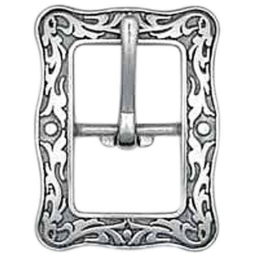 Jeremiah Watt Horse Shoe Handcrafted Engraved Silver Buckle Engraved Silver Halter Bridle Buckle 3/4" Stainless Steel Tongue Buckle