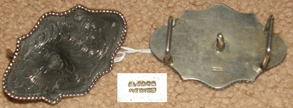 Vintage Alpaca Mexico Silver Halter Buckles Bridle Buckles Slide Buckles Loop Back Engraved Silver Conchos