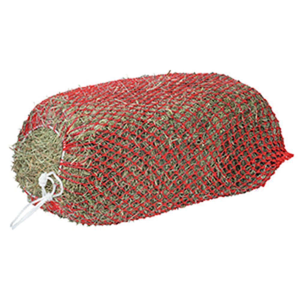 Weaver Slow Feed Hay Bale Net Poly Mesh Hay Net Small Feed Hole Hay Bag Knotted Nylon Hay Net Poly Hay Bag Red